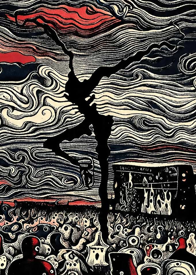 Dark Ominous Scene with Silhouetted Figure