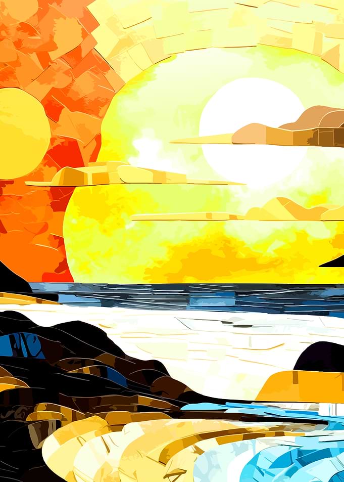 Abstract Sunset Beach Landscape