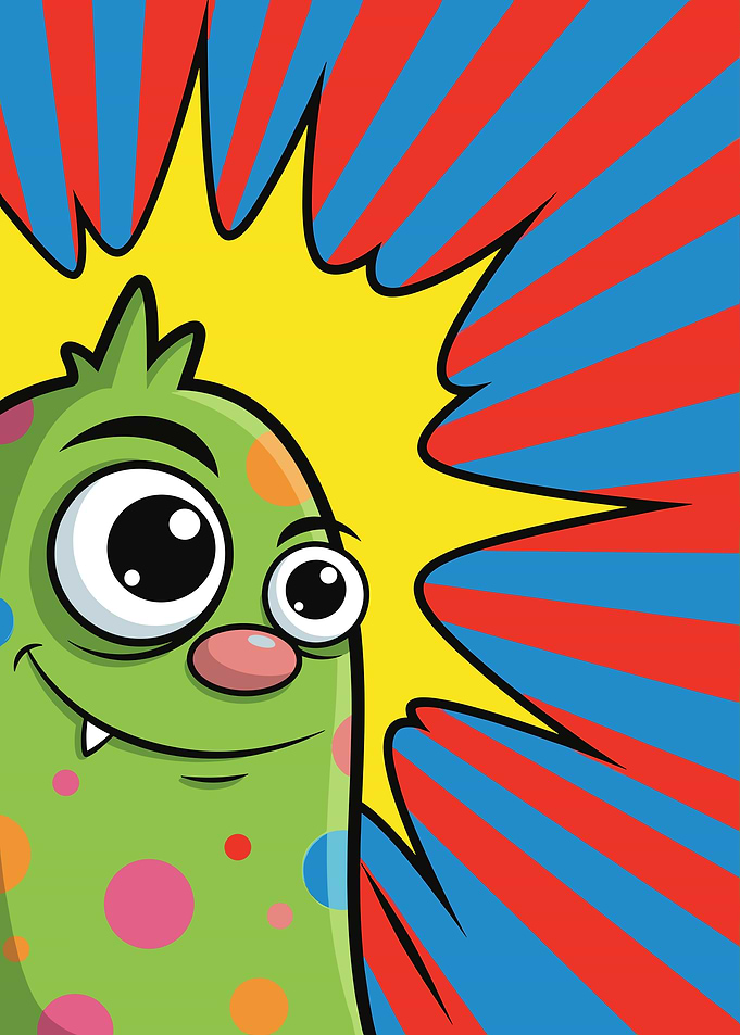 Cute Green Monster with Polka Dots