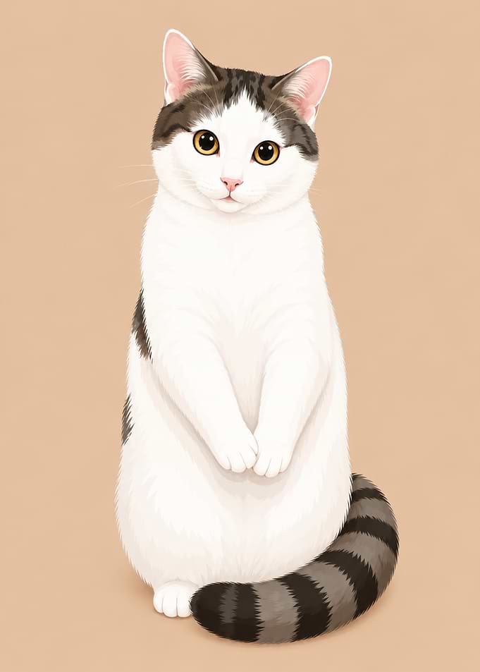 Cute Cat Sitting with Paws Together