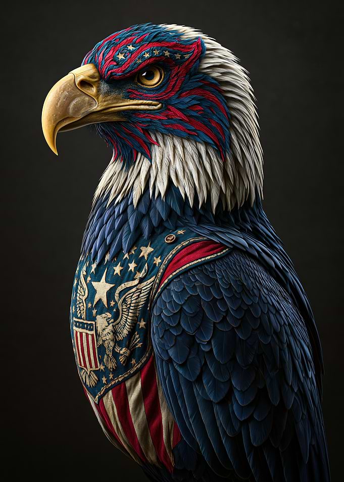 Patriotic Eagle with American Flag Design