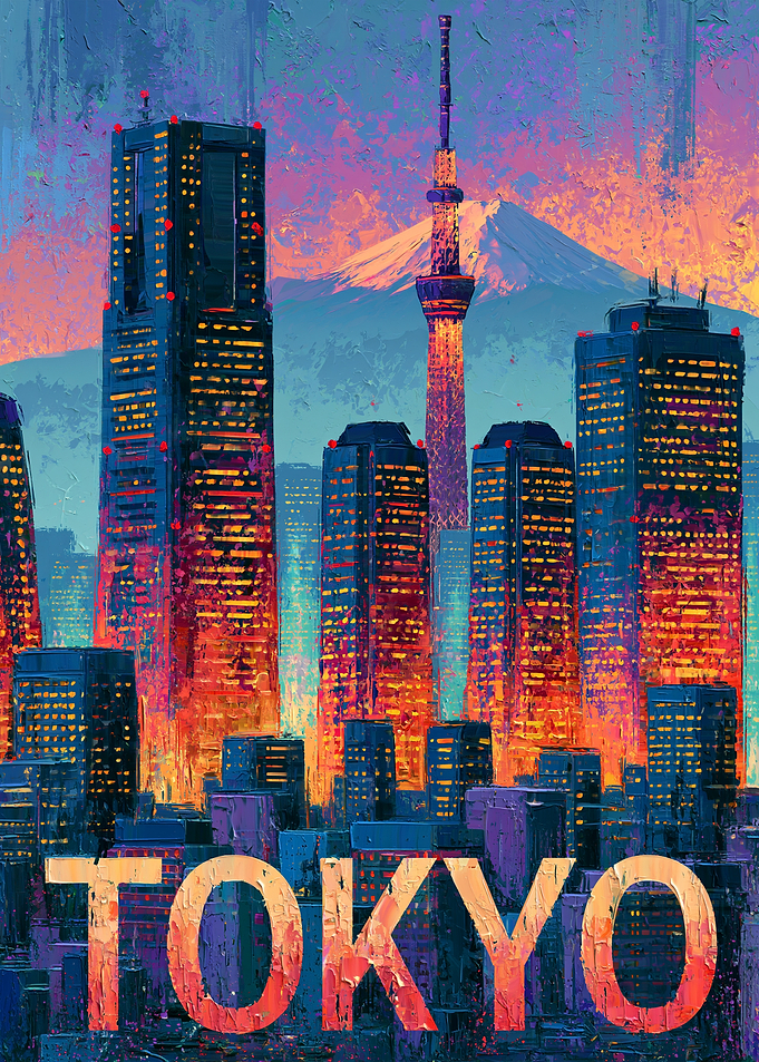 Tokyo Cityscape with Mount Fuji