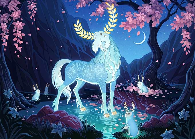 Magical Forest Spirit and Bunnies