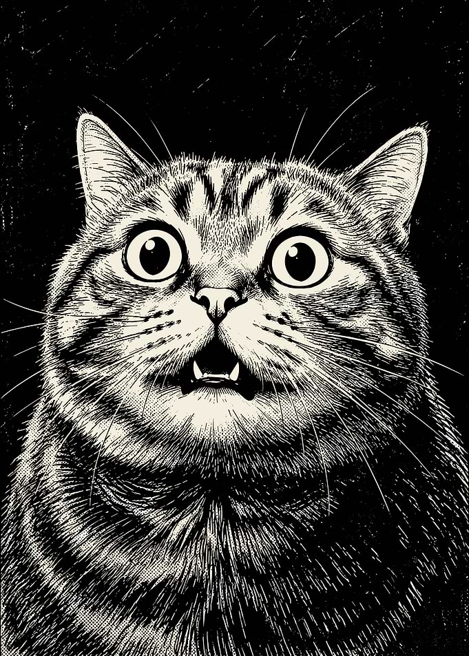 Surprised Cat Face Illustration
