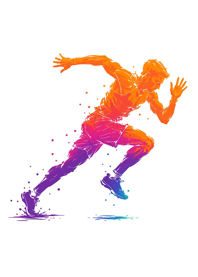 Runner in Watercolor Splash