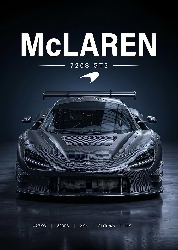 sleek race McLaren 720S GT3 Car poster