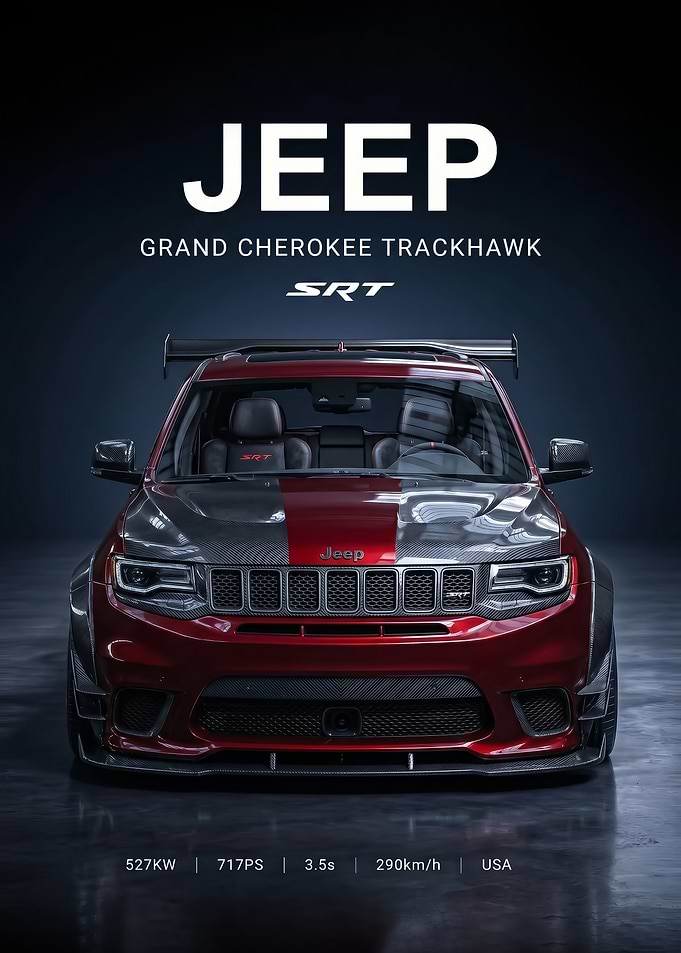 sleek Jeep Grand Cherokee Trackhawk SRT poster