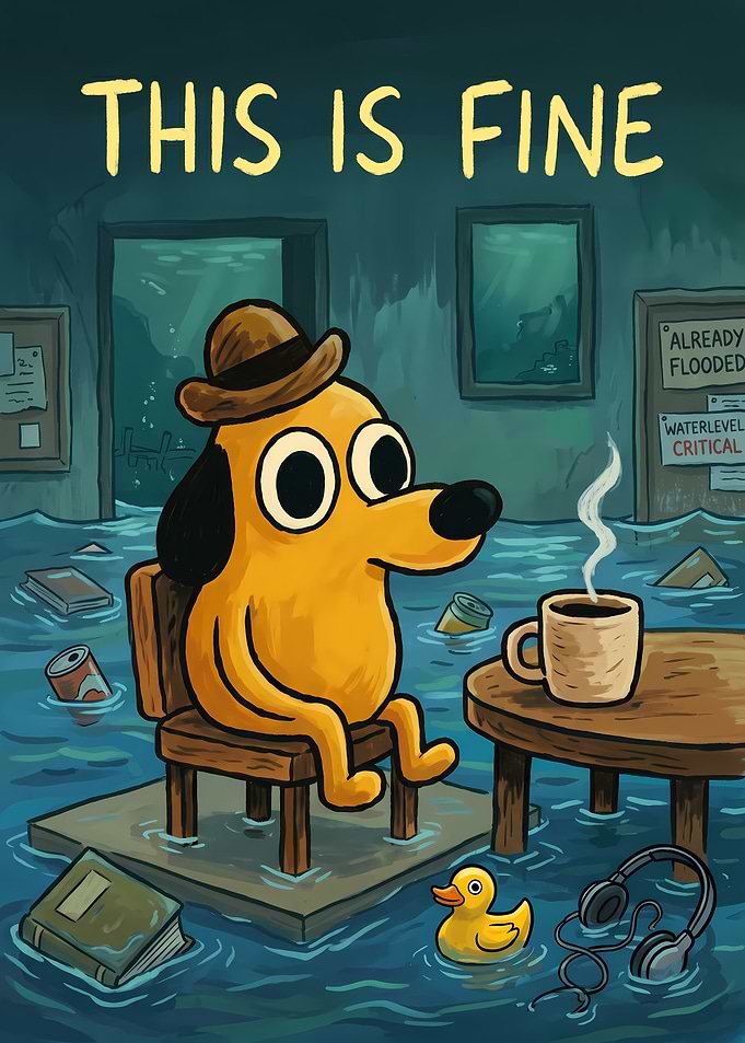 This is Fine Dog in Flooded Room