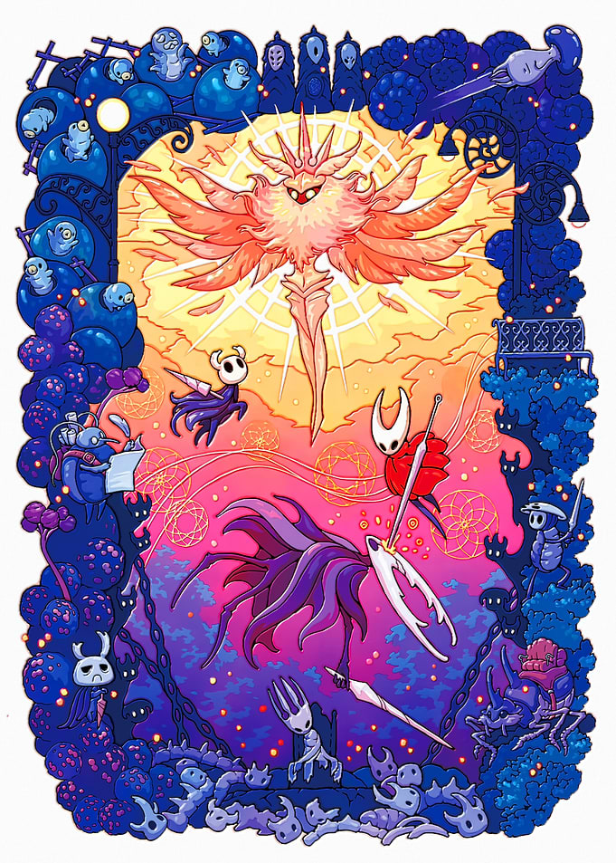 Hollow Knight Characters in a Cosmic Battle
