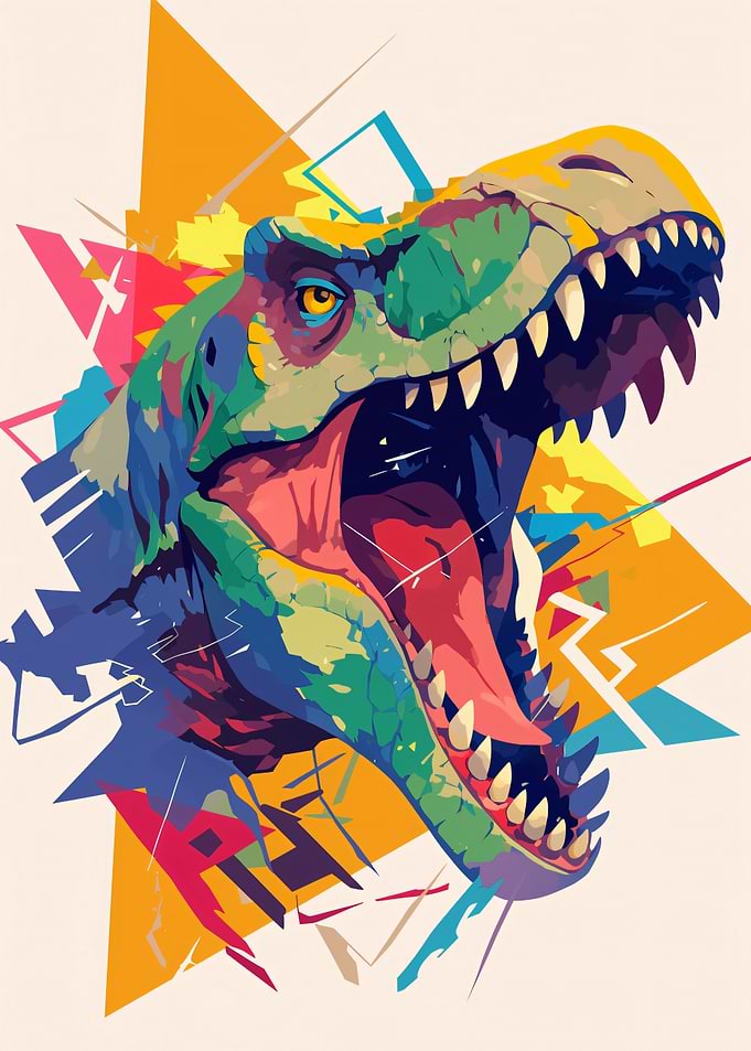 Colorful T-Rex Roaring