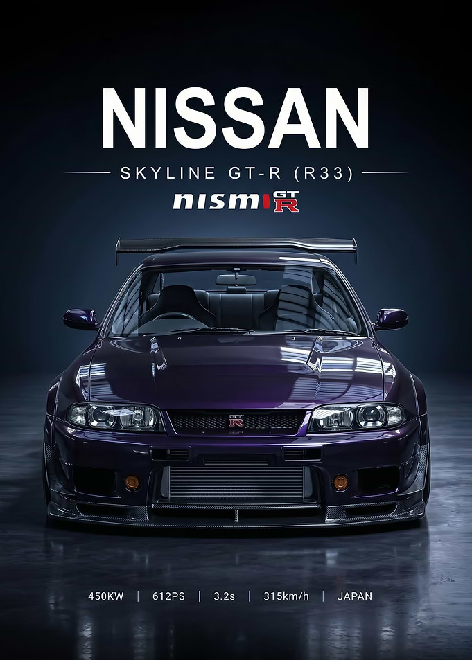 sleek Nissan Skyline GT-R R33 Nismo Poster