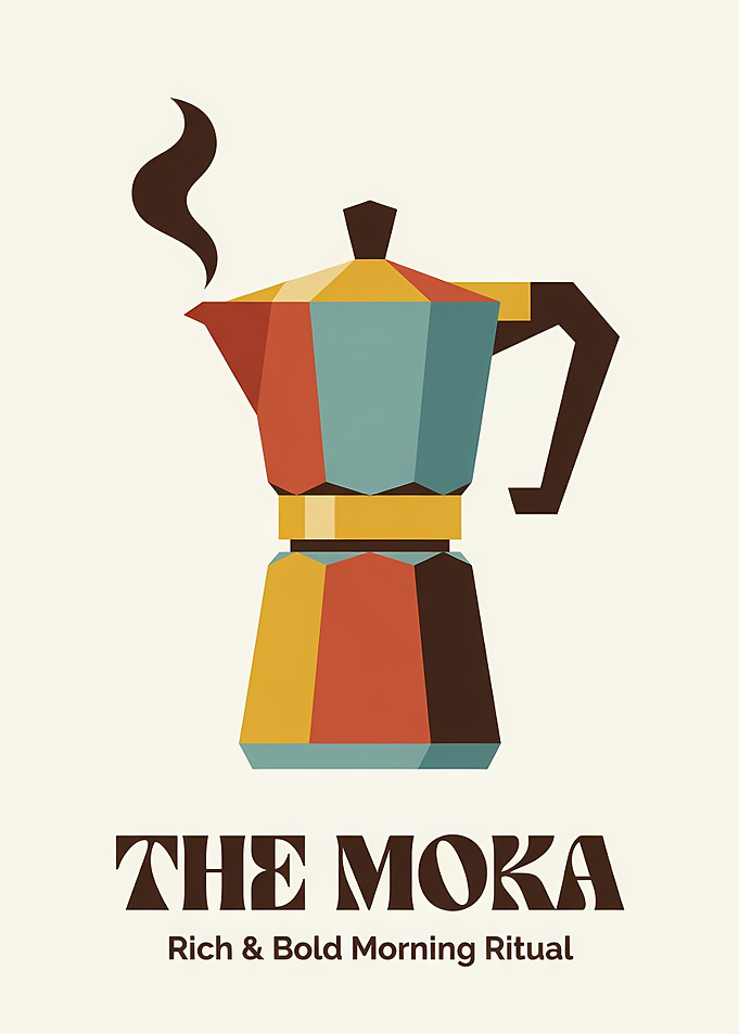 Retro Moka Pot Mid-Century Coffee Poster