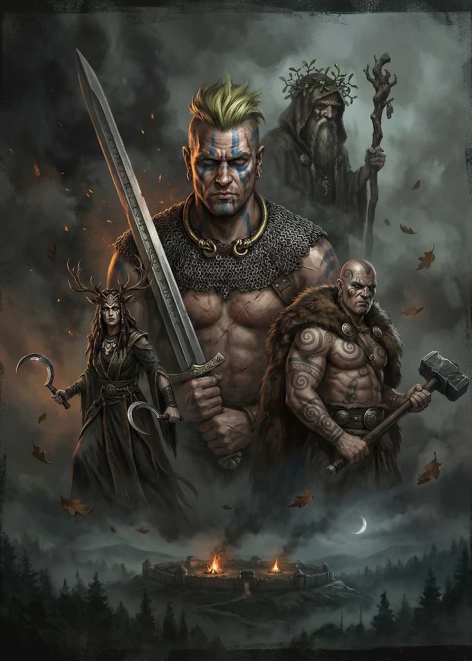 Celtic Warriors and Druid