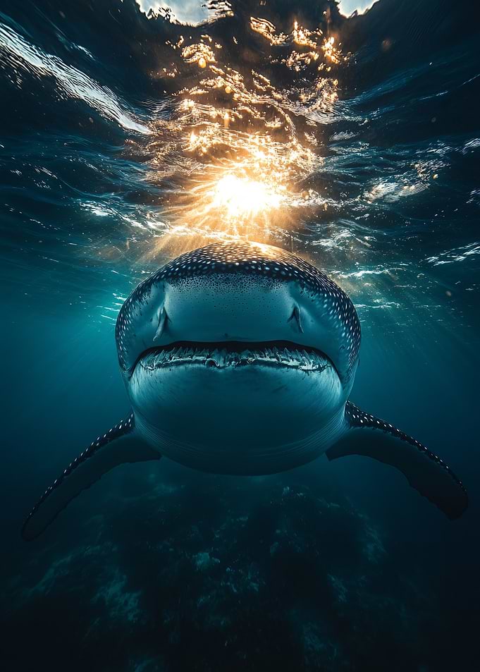 Whale Shark Underwater Sun Rays
