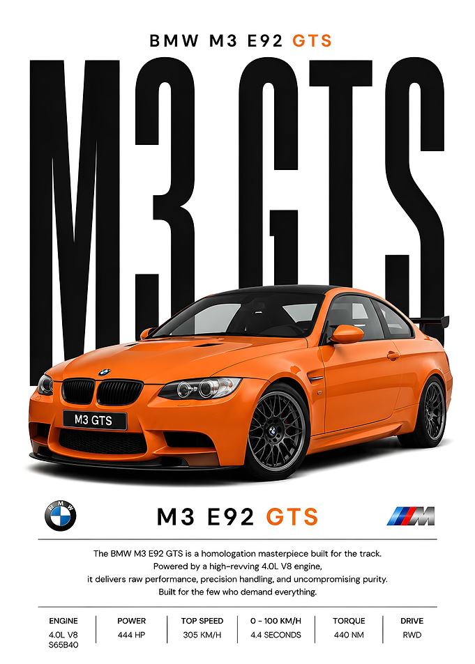 BMW M3 E92 GTS Poster