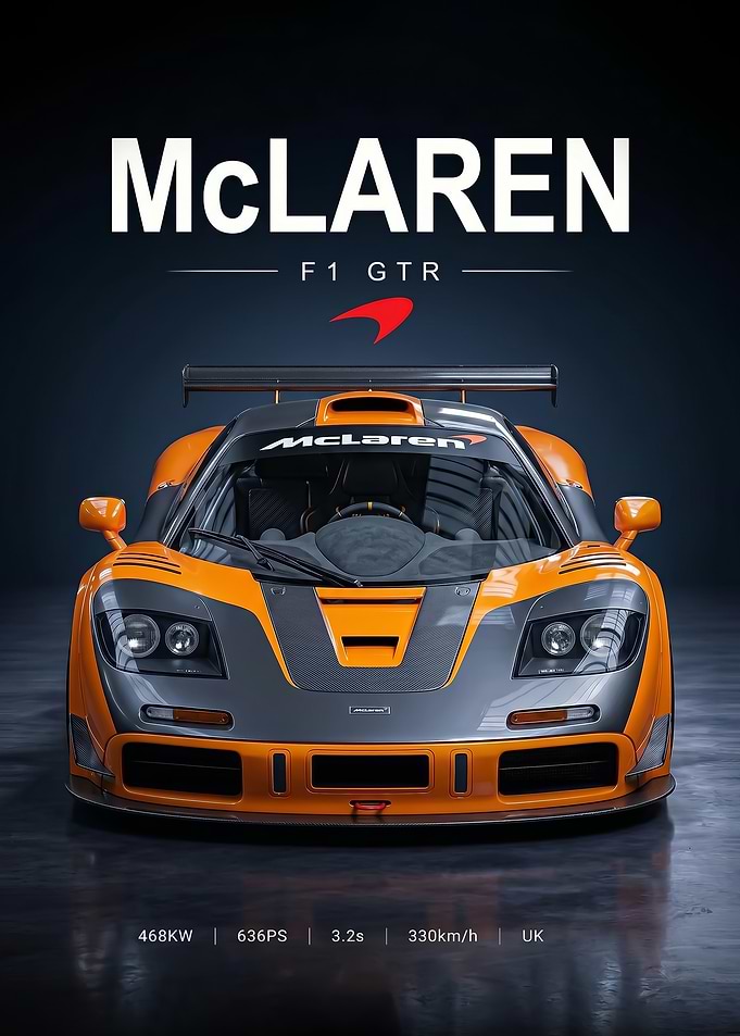 sleek McLaren F1 GTR Race Car poster