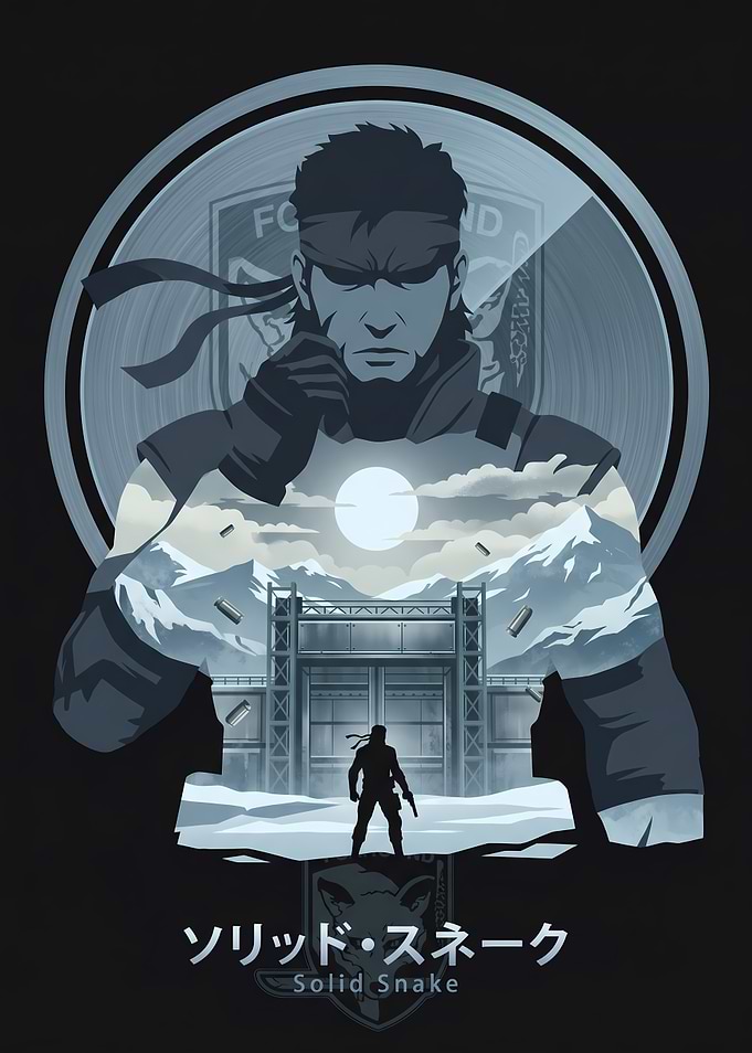 Solid Snake in a Snowy Landscape
