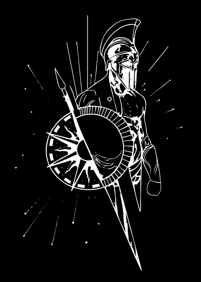 Spartan Warrior with Shield and Spear