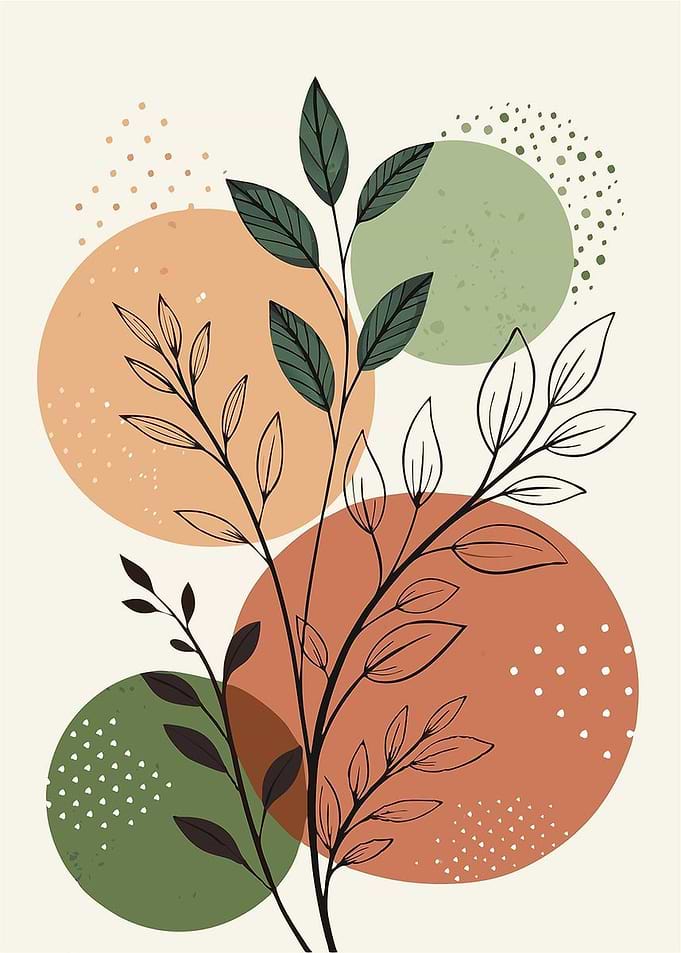 Abstract Botanical Art with Circles