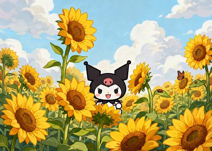 Kuromi in a Sunflower Field