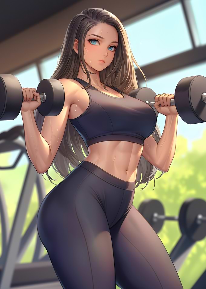 Anime Girl Gym Woman in Leggings