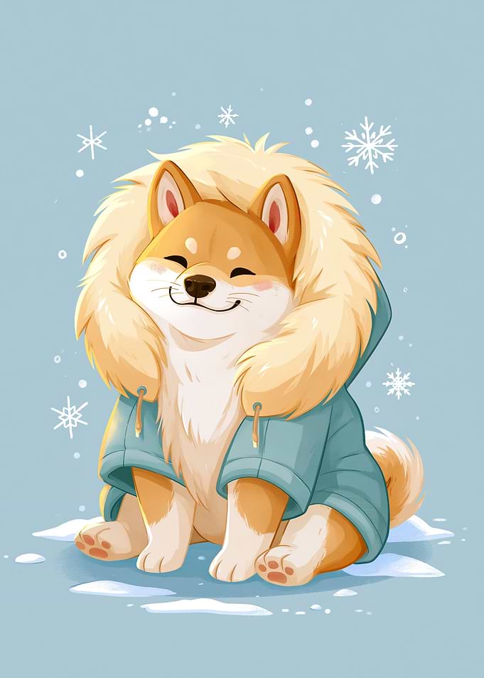Cute Shiba Inu in Winter Coat