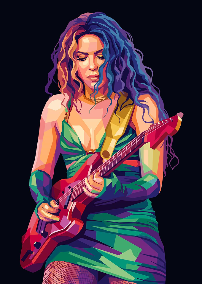 Shakira Playing Guitar Pop Art
