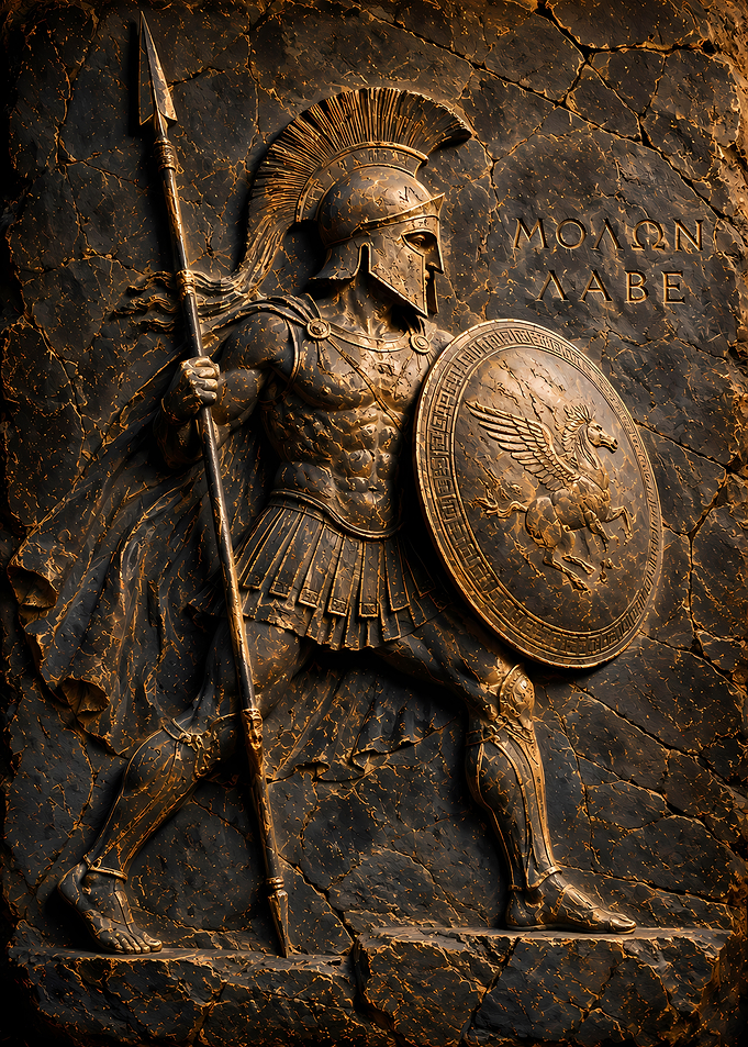 Spartan Warrior Relief with Molon Labe
