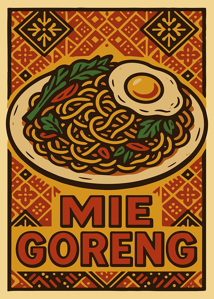 Mie Goreng Indonesian Food Poster Vibrant Culinary Wall Art Kitchen Decor