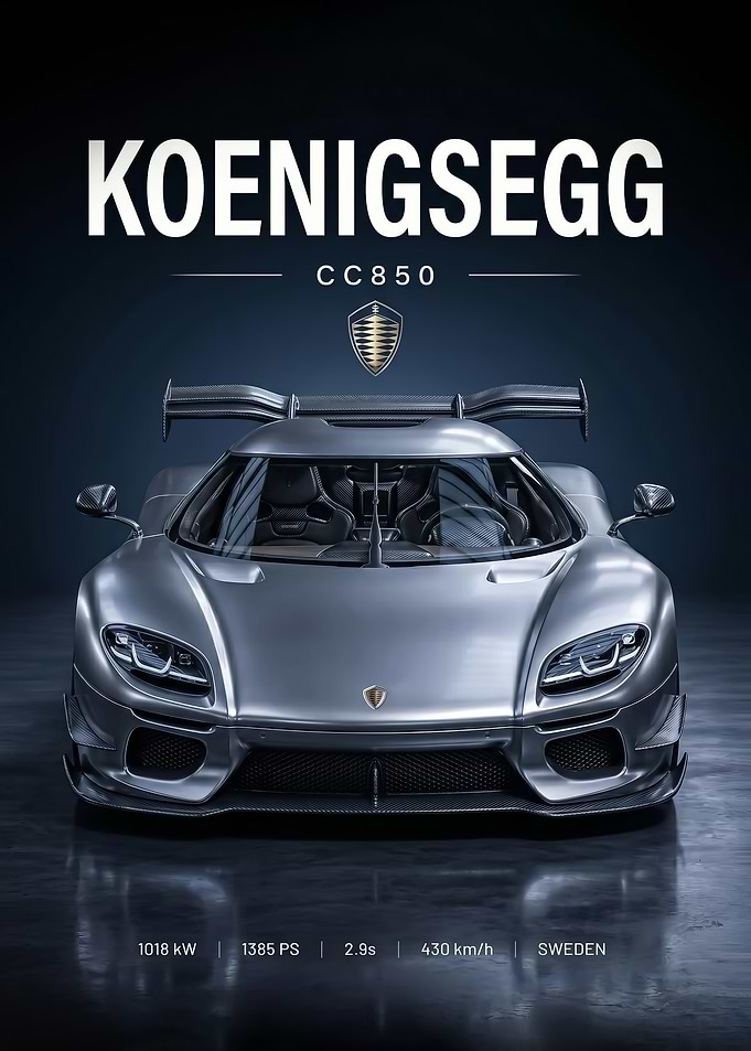 sleek Koenigsegg CC850 Supercar poster