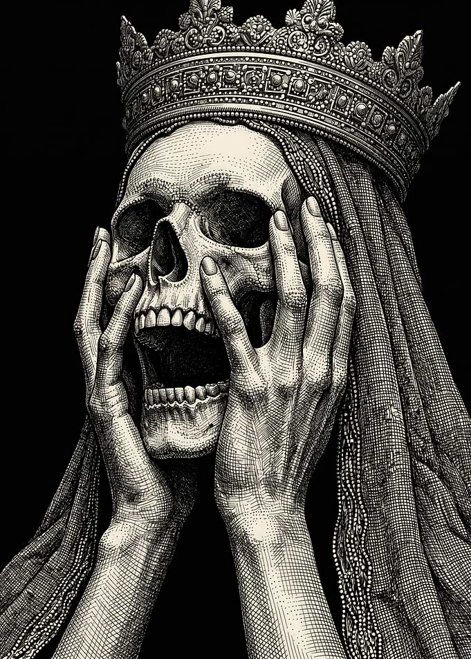 Skull Queen with Crown and Hands