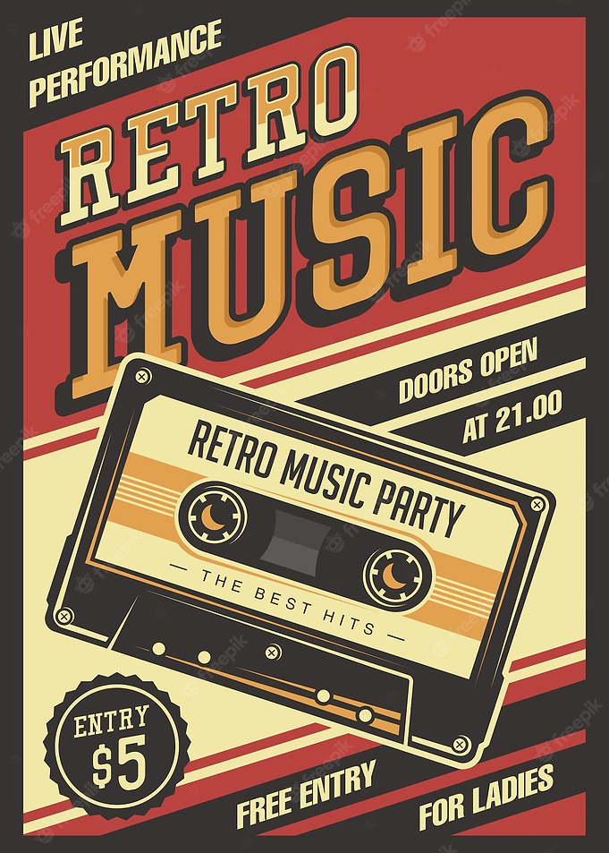 Retro Music Party Cassette Poster