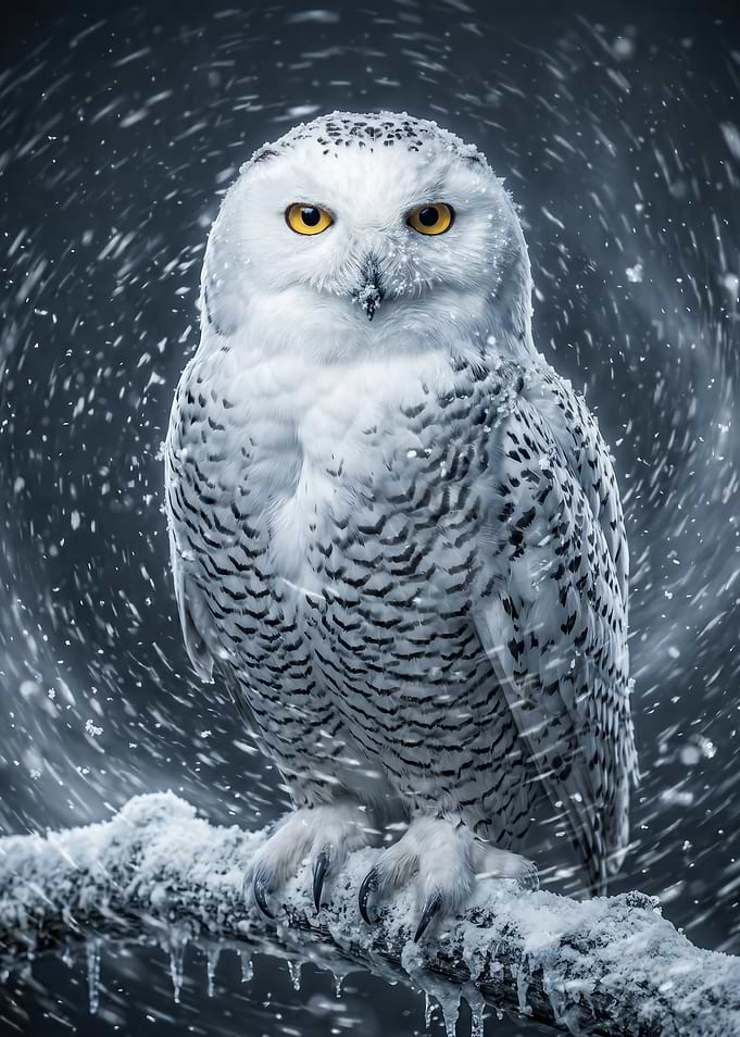 Snowy Owl in Winter Storm