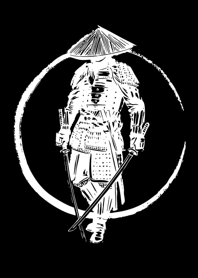 Samurai Warrior in Circle