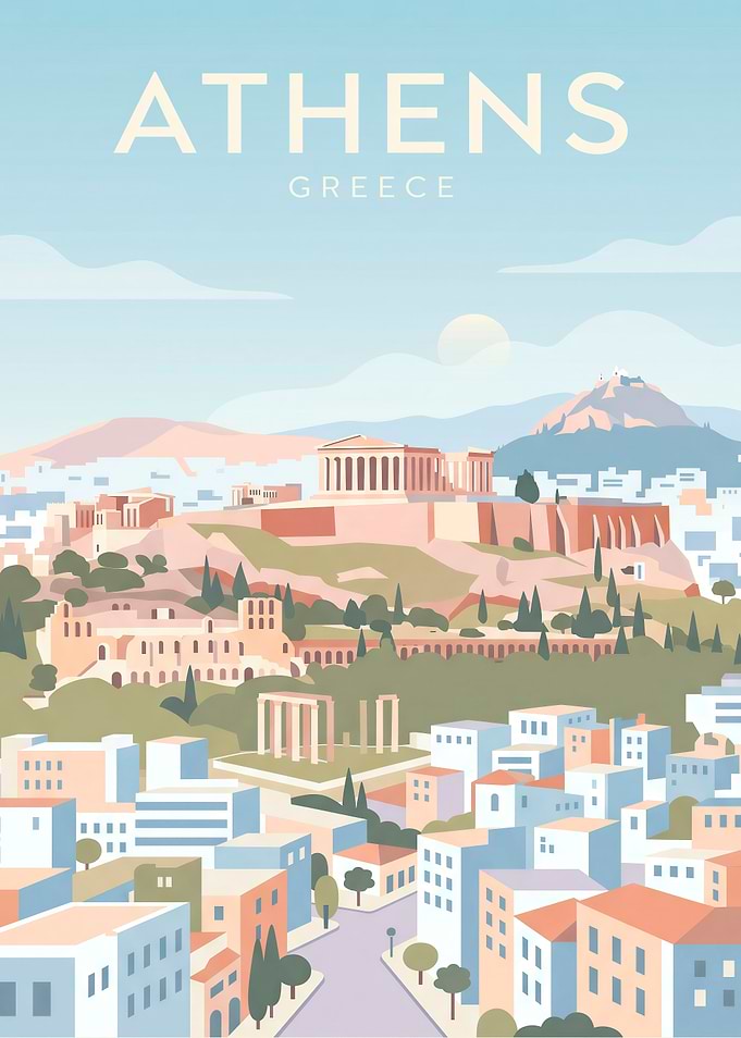 Athens, Greece Travel Poster