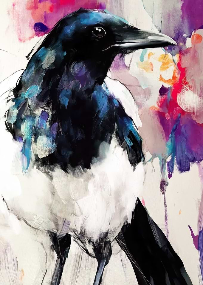 Abstract Magpie Painting