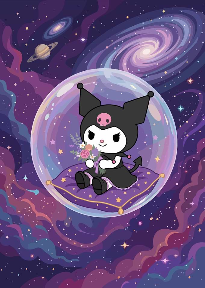Kuromi in a Space Bubble