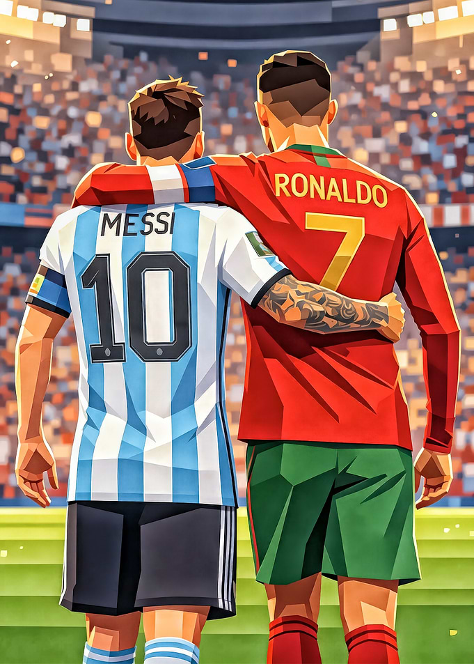 Messi and Ronaldo Embrace