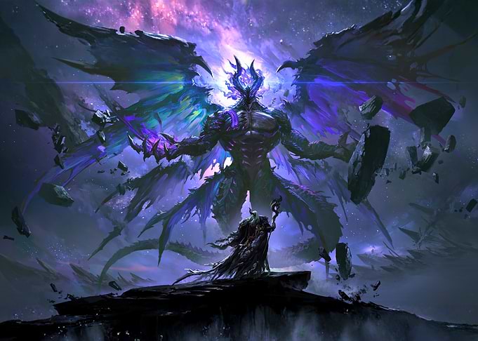Cosmic Demon and Sorcerer Confrontation