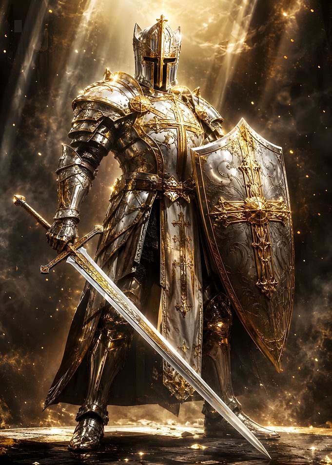 Golden Knight with Sword and Shield