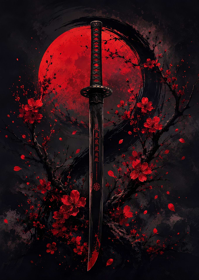 Samurai Sword with Cherry Blossoms