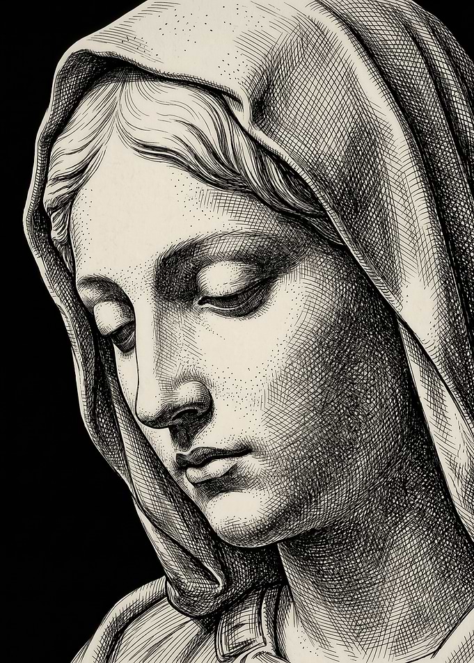 Drawing of the Virgin Mary