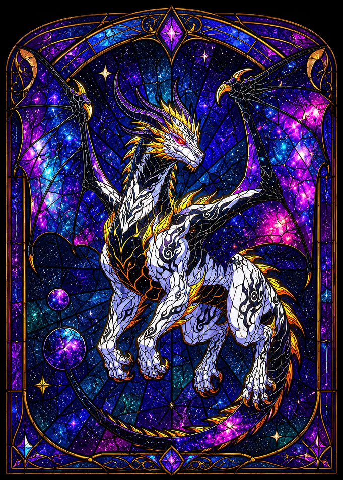 Galaxy Dragon Stained Glass