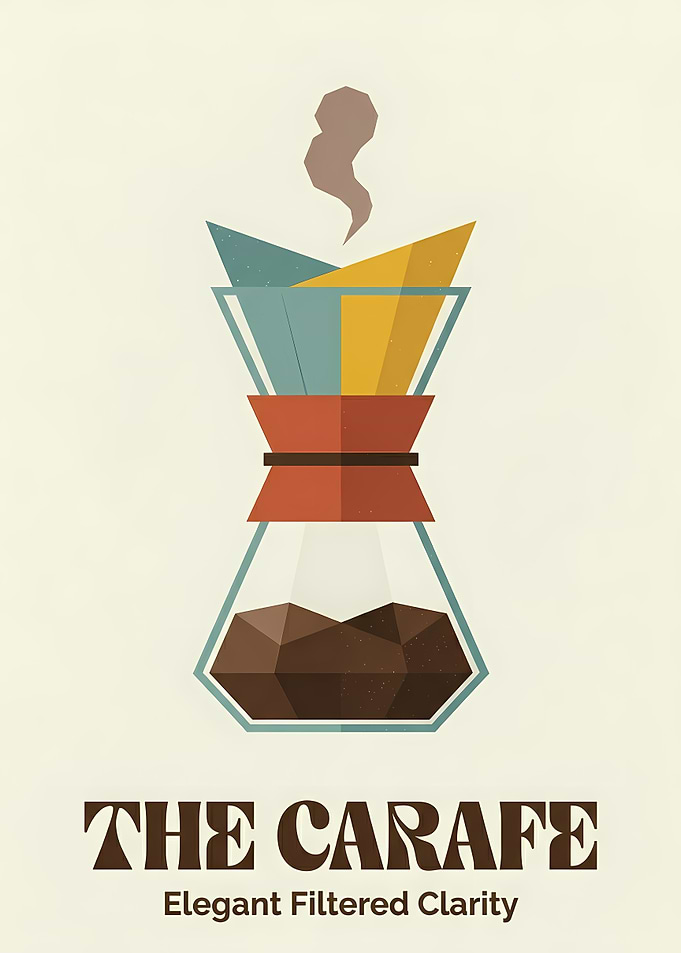 Glass Coffee Maker Mid-Century Cafe Poster
