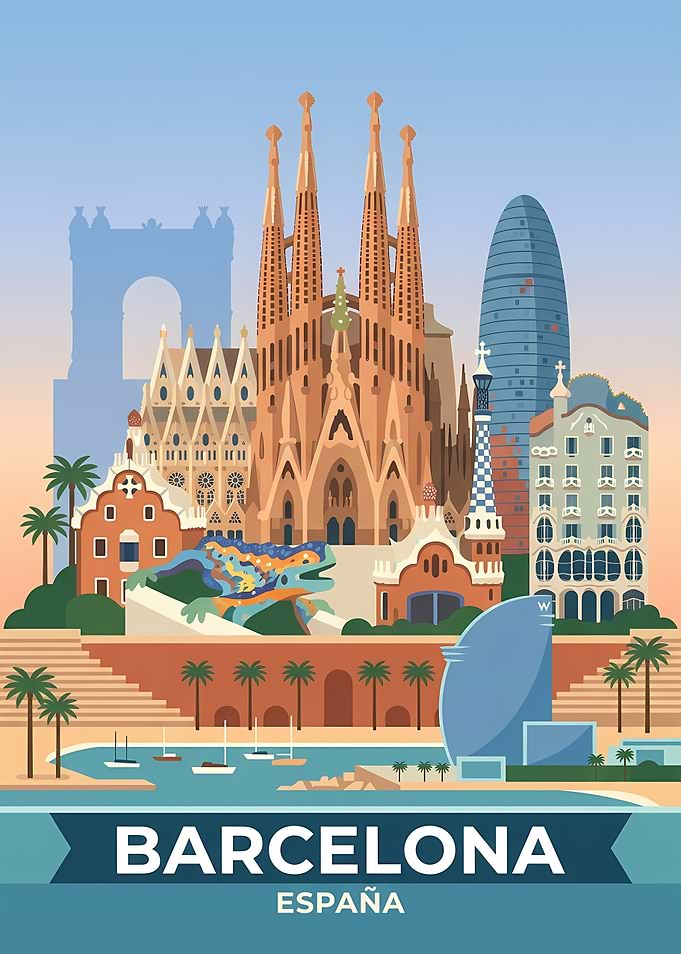 Barcelona Cityscape with Sagrada Familia