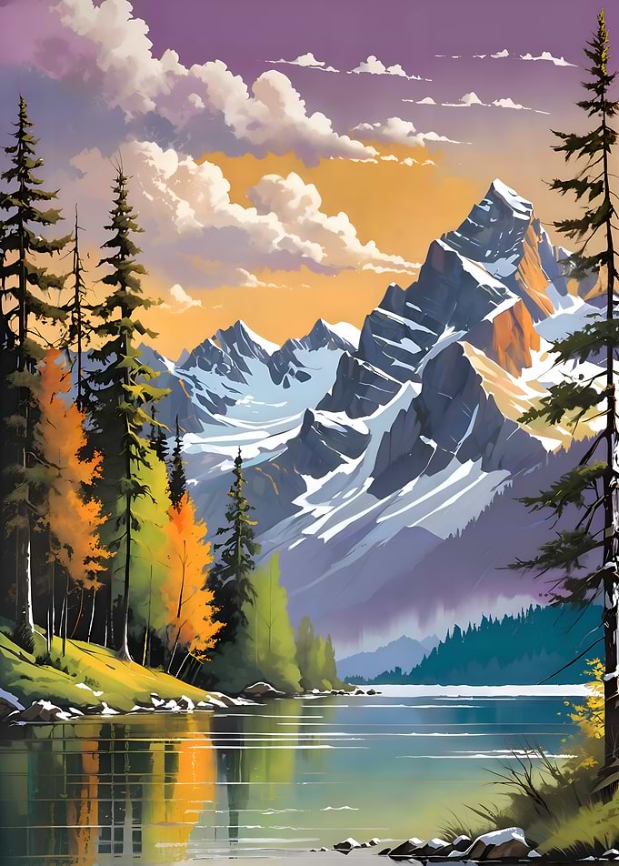 Mountain Lake Autumn Landscape