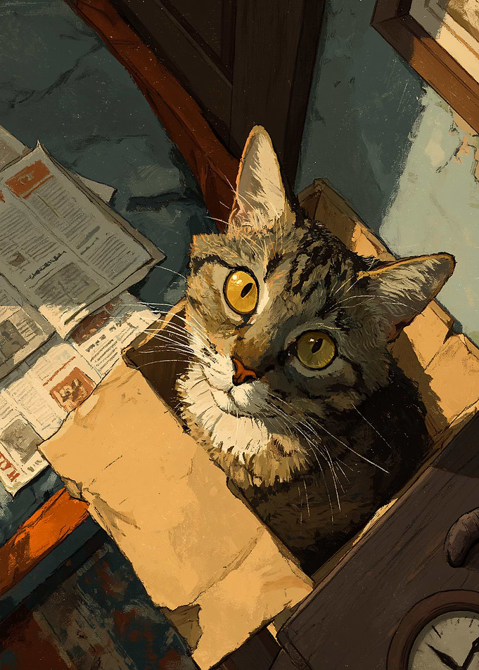 Cat in a Cardboard Box