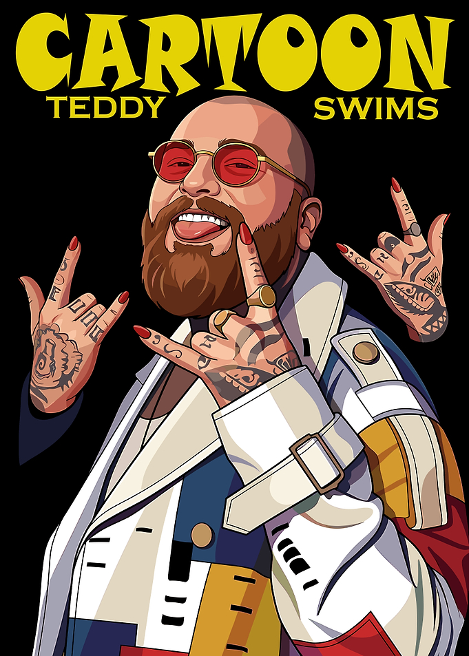 Cartoon Teddy Swims Portrait