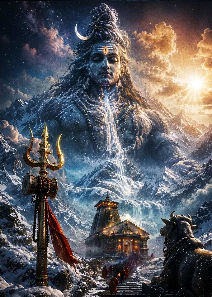 Lord Shiva in Snowy Mountains