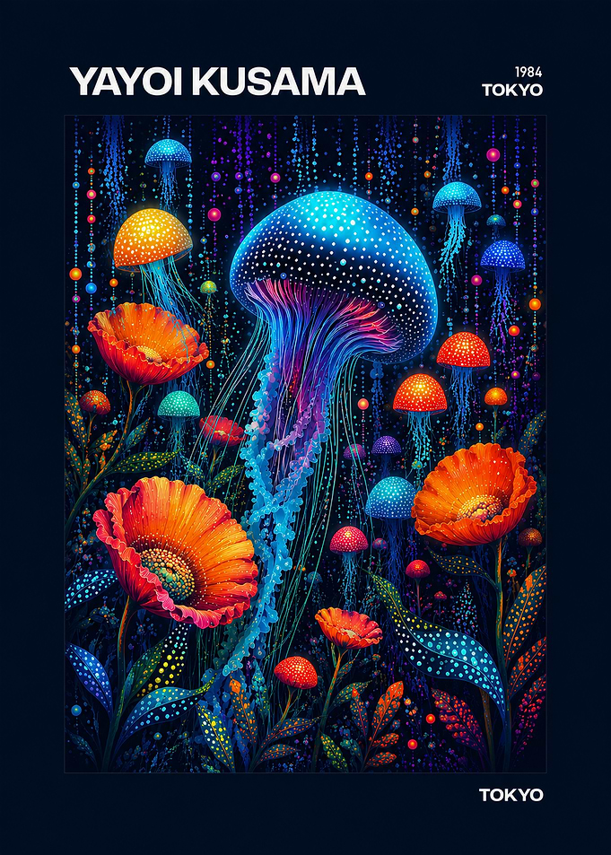 Yayoi Kusama Jellyfish and Flowers